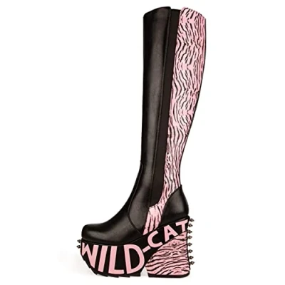 Afbeelding van LAMODA Ride The Wave Knee High Boot voor dames, Black PU, 39 EU