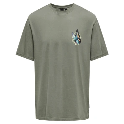 Afbeelding van ONLY &amp; SONS T shirt ONSKEANE met backprint groen