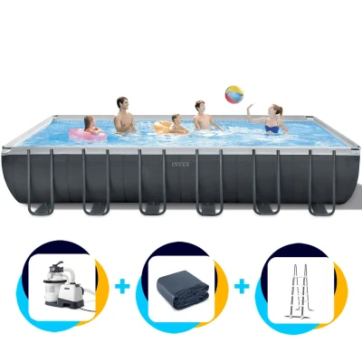 Afbeelding van Intex Ultra Xtr 732 X 366 132 Cm Rechthoekig Stalen Frame Bovengronds Zwembad Grijs 31805 Liters