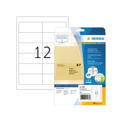Afbeelding van Etiket HERMA 4586 97x42.3mm weerbestendig transparant mat 120stuks