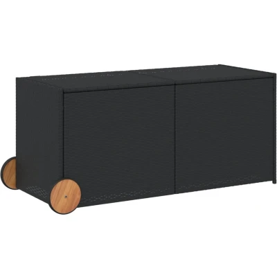 Afbeelding van VidaXL Tuinbox met wielen 283 L poly rattan zwart