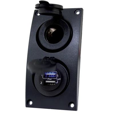 Afbeelding van Talamex Curved 12V en dubbel USB stopcontact paneel