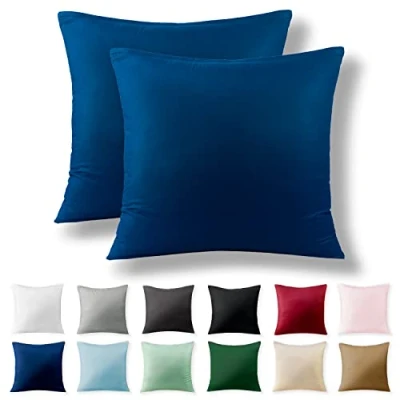 Afbeelding van Alreya Renforcé set van 2 kussenslopen 60 x cm 100% katoen met YKK ritssluiting, superzachte kussensloop, kussenhoes, Oeko Tex® standaard gecertificeerd, Blauw, alleen kussensloop