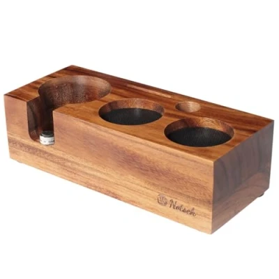 Afbeelding van NOTSEK tamperstation 58 mm, hout voor zeefdrager walnoot espresso koffiezetapparaat, barista accessoires