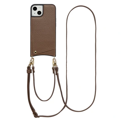 Afbeelding van Apple iPhone 13 Hoesje Kunstleder Selencia Hardcase/Koordhoesje/Backcover Mocha Brown Telefoonhoesje