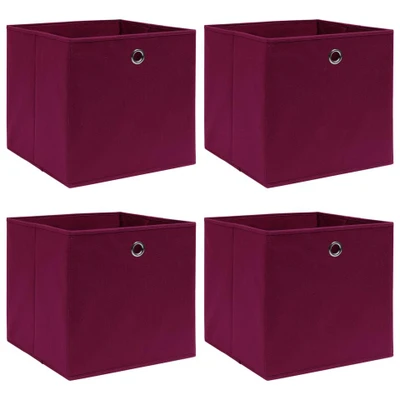 Afbeelding van Opbergboxen 4 st 32x32x32 cm stof donkerrood