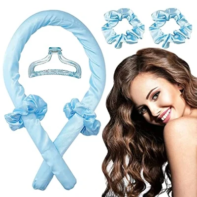 Afbeelding van Heatless Curls Band krulspelden &#039;s nachts zonder hitte voor lang haar Curler haarband zacht om te slapen grote krullen set incl. 2 x haarelastiek + 1 haarclip (roze)