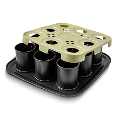 Afbeelding van Zenker Bake, Click &amp; Go Taartjesvorm, 9 stuks, 29 x 7 cm, bakvorm met apart verkrijgbaar deksel voor direct transport, taartvorm bakken en transporteren