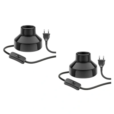 Afbeelding van ledscom.de 2 stuks Tafellamp TIX, schakelaar, porselein, zwart, 1x E27 max. 300W