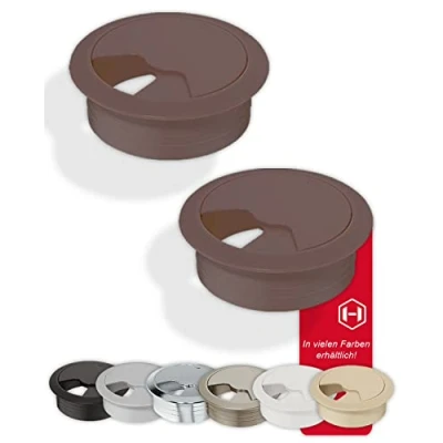 Afbeelding van Gedotec kabeldoorvoer kunststof H1001 rond bruin kabelgeleider om kabelmofboor Ø 60 mm kabeluitgang voor kantoormeubilair, bureau, stacaravan en nog veel meer in te duwen 2 stuks