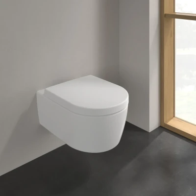 Afbeelding van V&amp;B Avento combi pack wandcloset DF QR SC slimseat wit