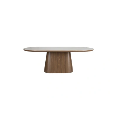 Afbeelding van Hip District Eettafel Almira Ovaal Marmerlook Walnoot Bruin 180x90cm