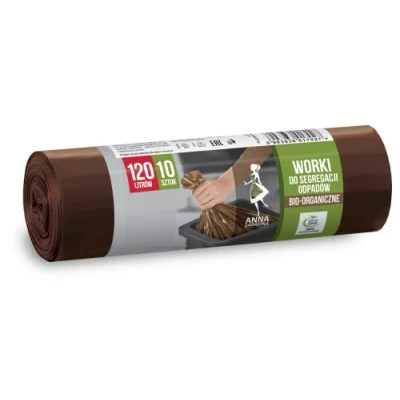 Afbeelding van ANNA ZARADNA ST AZ 017027 Afvalscheiders zakken BIO afvalzakken scheurvast 120 l 10 stuks vuilniszak vuilniszakken voor het huisvuil kantoor van dikke LDPE regranulaatfolie kleur: bruin