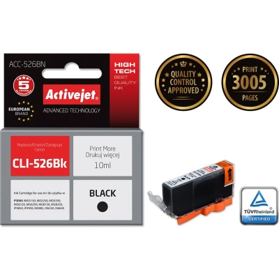 Afbeelding van Activejet inkt ACC 526BN (Canon CLI 526Bk vervanging; Supreme; 10 ml; zwart)