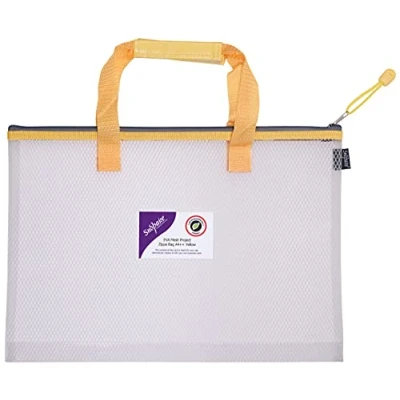Afbeelding van Snopake A4++ Hoge Capaciteit EVA Mesh Project/Book Bag [Pack van 1] Heavy Duty met Soft Grip Draaggreep [Transparant/Geel] 15873
