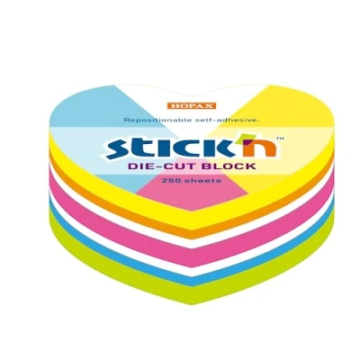 Afbeelding van Stick&#039;n Kubus memoblok Hartvormig Verschillende kleuren 64x67mm 250 Sticky Notes