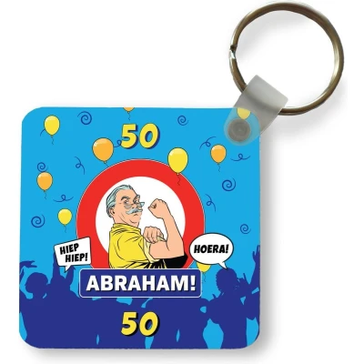 Afbeelding van Sleutelhanger Uitdeelcadeautjes Jubileum 50 Jaar Abraham Feest Plastic