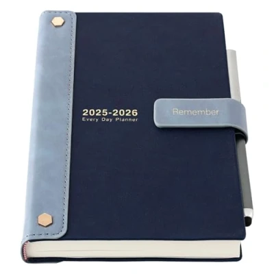 Afbeelding van Mljtoyo Academisch dagboek 2025 2026, A5 pagina per dag 2026 dagboek, hardcover organizer halverwege het jaar juli juni dagelijkse en maandplanner met pen, stickers, binnenzak