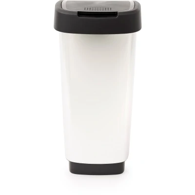 Afbeelding van Rotho Twist afvalbak met swingdesksel 25L zilver metallic BPA vrij incl 6 sticker voor diverse afvalstromen