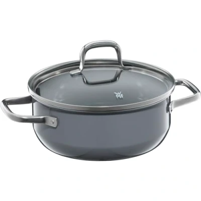 Afbeelding van WMF Fusiontec Essential Kookpan, groot, 20 cm, glazen deksel, braadpan, inductie, 2,4 l, high tech keramiek, krasbestendig, ongecoat, grijs, Made in Germany