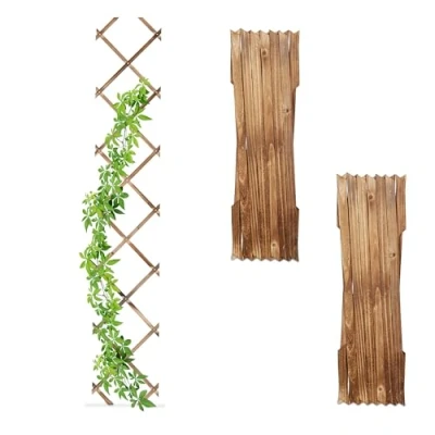 Afbeelding van trellis hout set van 3 180 x 30 cm klimplanten muur gevlamd