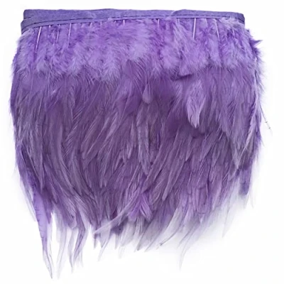 Afbeelding van Sowder Haan hackle veer franje trim voor Custume jurk decoratie pakket van 5 meter (lichtpaars)