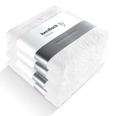 Afbeelding van herzbach home handdoeken set van 4 premium kwaliteit 100% katoen 50x100 cm extra zacht (wit)