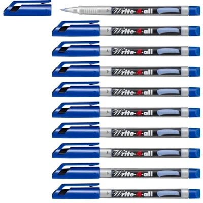 Afbeelding van Permanent marker STABILO Write 4 all superfijn 10 stuks blauw