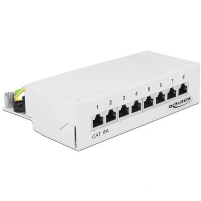 Afbeelding van Delock Desktop Patchpanel 8 Poort Cat.6A weiß