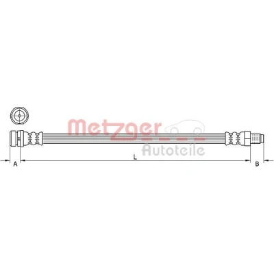 Afbeelding van METZGER 4111333 Remslang Achteras links, rechts 464mm FORD: Kuga Mk2 (DM2) 2.0 EcoBoost 4x4, 1.6 EcoBoost, TDCi