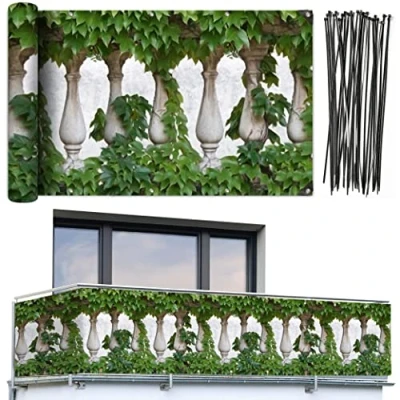 Afbeelding van Maximex Balkon inkijkbescherming 5 m, scheurbestendig, met klimop motief