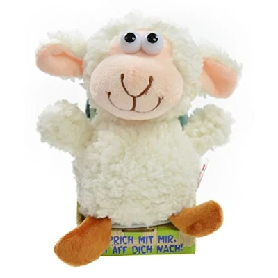 Afbeelding van Kögler 75657 Labertier ruig schaap Bubi, ca. 18 cm groot, sprekend pluche dier met afspeelfunctie, plappert alles grappig en beweegt op batterijen