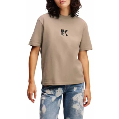 Afbeelding van Karl Lagerfeld Jeans LOGO TEE Tshirt basic, Dames, Maat: XS, Desert taupe