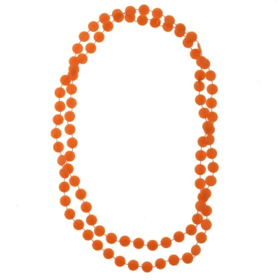 Afbeelding van Behave ketting lange oranje kunststof kralenketting 140 cm