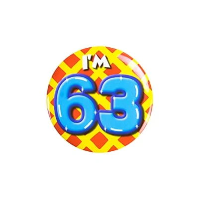 Afbeelding van Paper Dreams Button I&#039;m 63 Staal 5,5 Cm Rood/geel/blauw