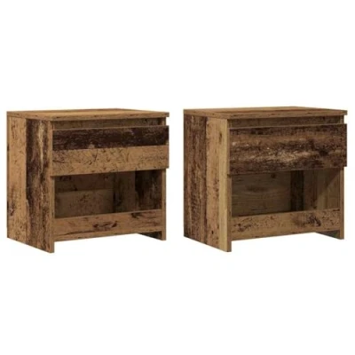 Afbeelding van Nachtkastjes 2 st 40x30x39 cm bewerkt hout oud houtkleurig