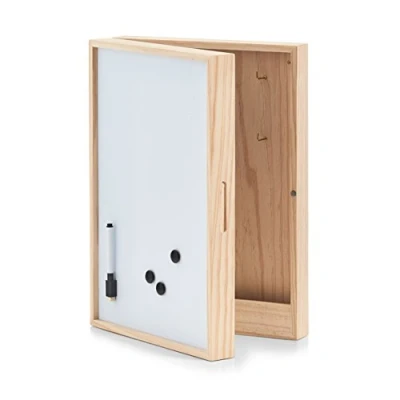 Afbeelding van Zeller 15142 Sleutel /memobox met whiteboard, houten sleutelkast, hout, wit, 42 x 30 8 cm