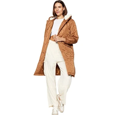 Afbeelding van Trendyol Dames reverskraag effen oversized winterjas jas, bruin, XS, BRON, XS