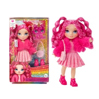 Afbeelding van Rainbow High Littles Magenta Monroe Kleine, Poseerbare Modepop Roze 14 cm Grote Pop met Tas en Magische Kitty Geschikt voor Kinderen Verzamelaars