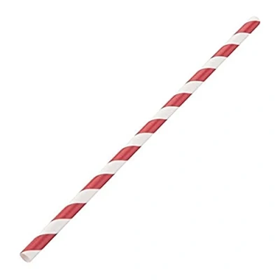 Afbeelding van Fiesta Compostable composteerbare papieren rietjes rood wit gestreept (250 stuks)
