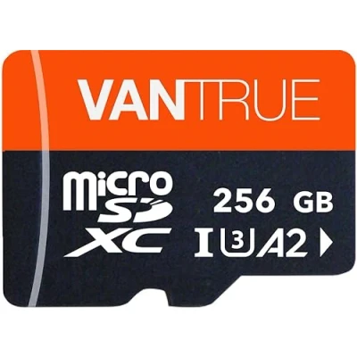 Afbeelding van Vantrue 256 GB microSDXC geheugenkaart, UHS I U3 4K, incl. adapter, compatibel met dashcam, smartphone, tablet, actiecamera en bewakingscamera (256G)