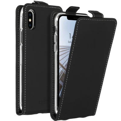 Afbeelding van Apple iPhone X Hoesje Kunstleder Accezz Flipcase Zwart Telefoonhoesje