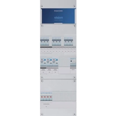 Afbeelding van Hager groepenkast 3 fase 9 groepen, Aardlekschakelaars 2 P, 1 beltrafo, hoofdschakelaar 4 P 40A 220 x 695mm