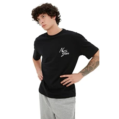 Afbeelding van Trendyol Bordeauxrood Oversized/Wijde Snit Bedrukt T Shirt Van 100% Katoen Tmnss20Ts1099