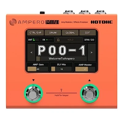 Afbeelding van Hotone gitaar bas multi effecten processor touchscreen ampp modellering IR cabinets simulatie taal stereo OTG USB audio interface Ampero Mini (Orange)