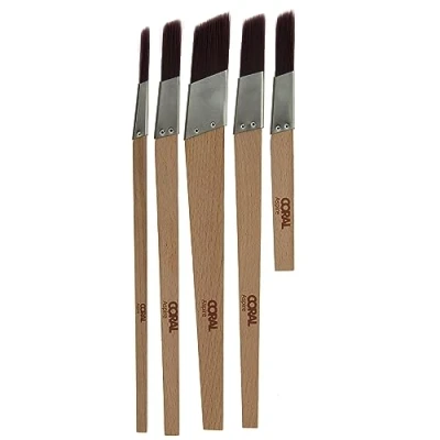 Afbeelding van Coral 33749 Aspire 5 delige Schuine Voering Fitch Penseelset Professioneel Stevig Profiel voor Snel Nauwkeurige Detail Ultragladde afwerking met Emulsie of Glanzend FSC Hout 0,6 cm, 0,5