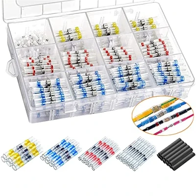 Afbeelding van HEYOUTH 500 stuks soldeerverbinders krimpverbinders krimplassen stootverbinders gelaste connector kit Automotive Marine geïsoleerde waterdichte draadterminal
