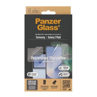Afbeelding van Screenprotector Samsung Galaxy Z Flip 6: PanzerGlass Anti Bacterial Case Friendly smartphone