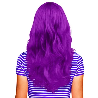 Afbeelding van Hatstar Sexy damespruik, lang haar, krullend, golvend, accessoire voor carnaval en themafeest (paars)