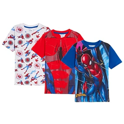 Afbeelding van 3 stuks Spiderman T shirts voor jongens, Marvel verkleedtops kinderen, met korte mouwen, multipack., Meerkleurig, 2 Jaren